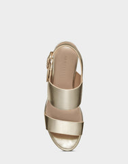 Comfortable Women's Platform Sandal in Gold Metallic Leather
