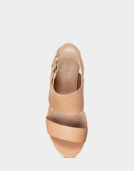 Comfortable Women's Platform Sandal in Nude Leather
