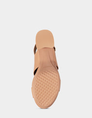 Comfortable Women's Platform Sandal in Nude Leather