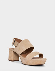 Comfortable Women's Platform Sandal In Cipria Suede
