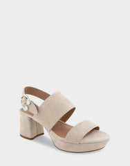 Comfortable Women's Platform Sandals in Stone Suede