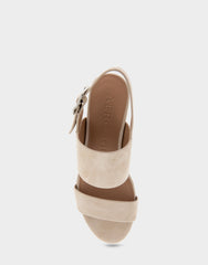 Comfortable Women's Platform Sandals in Stone Suede