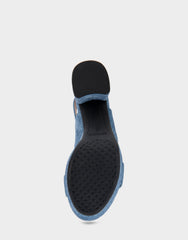 Comfortable Women's Platform Sandals in Blue Denim Suede