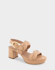 Comfortable Women's Platform Sandals in Beige Bisque Leather