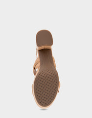 Comfortable Women's Platform Sandals in Beige Bisque Leather