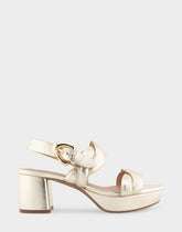 Comfortable Women's Platform Sandals in Soft Gold Leather