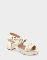 Comfortable Women's Platform Sandals in Soft Gold Leather