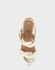 Comfortable Women's Platform Sandals in Soft Gold Leather