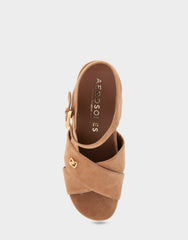 Comfortable Women's Platform Sandals in Tan Suede