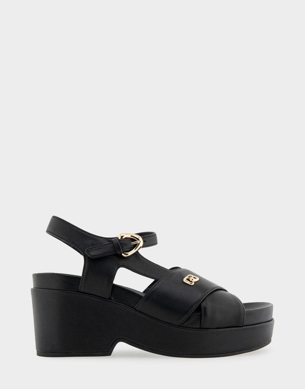 Comfortable Women's Platform Sandals in Black Leather