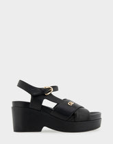 Comfortable Women's Platform Sandals in Black Leather