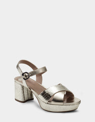 Comfortable Women's Sandal in Gold Genuine Leather