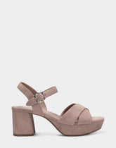 Comfortable Women's Crisscross Platform Sandal in Blush Suede