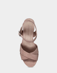 Comfortable Women's Crisscross Platform Sandal in Blush Suede