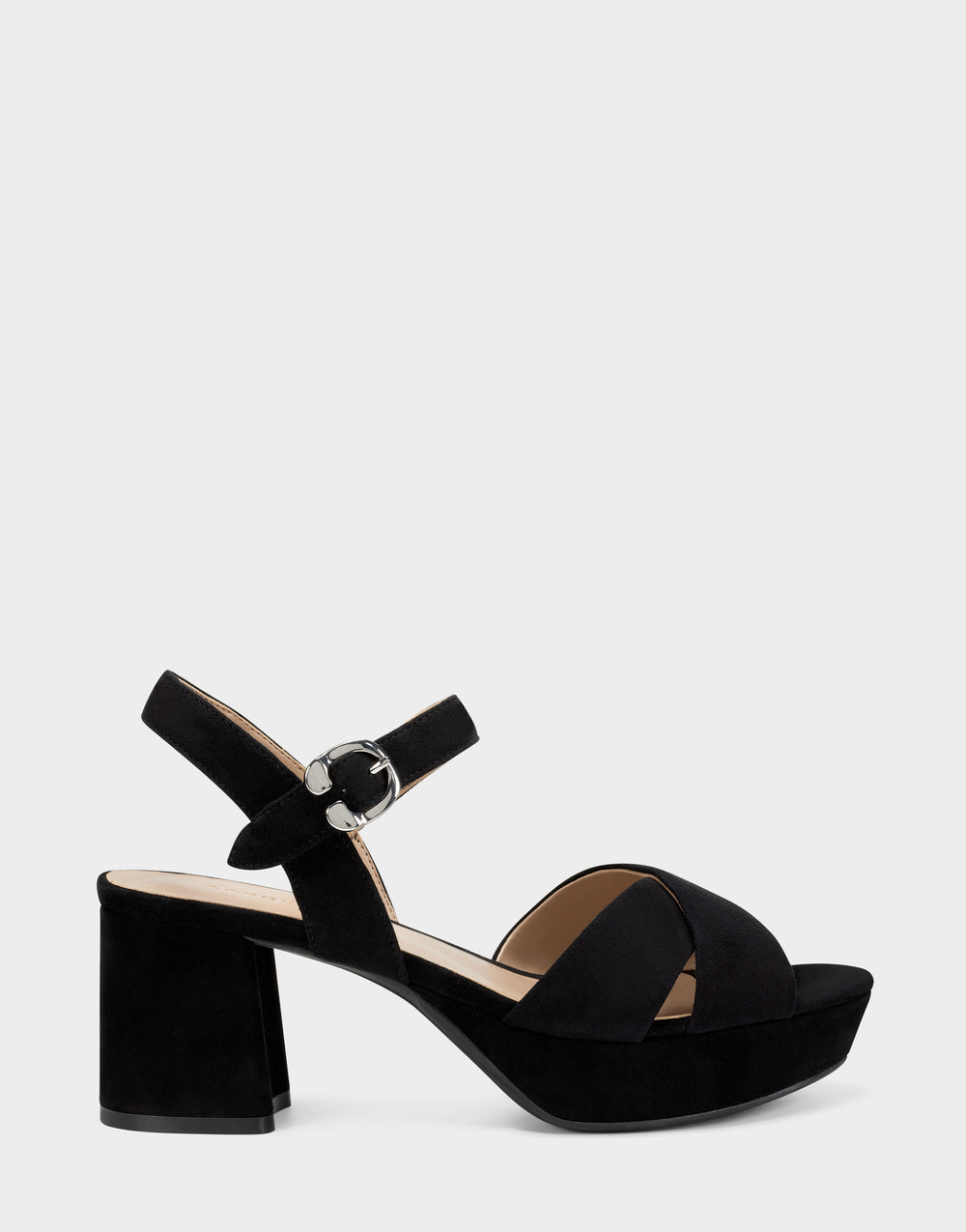 Comfortable Women's Crisscross Platform Sandal in Black Suede
