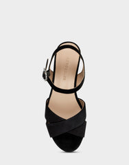 Comfortable Women's Crisscross Platform Sandal in Black Suede