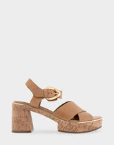 Comfortable Women's Platform Sandals in Tan Burnished Leather