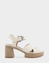Comfortable Women's Platform Sandals in Eggnog Leather