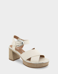 Comfortable Women's Platform Sandals in Eggnog Leather