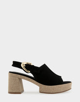 Comfortable Women's Platform Sandals in Black Suede