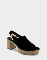 Comfortable Women's Platform Sandals in Black Suede