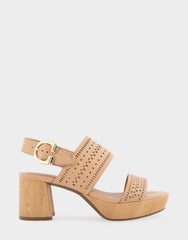 Comfortable Women's Platform Sandals in Beige Bisque Faux Leather