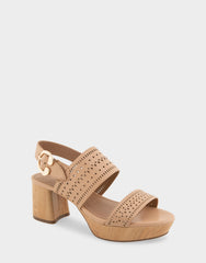 Comfortable Women's Platform Sandals in Beige Bisque Faux Leather