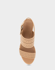 Comfortable Women's Platform Sandals in Beige Bisque Faux Leather
