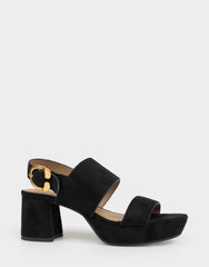 Comfortable Women's Sandal in Black Faux Suede