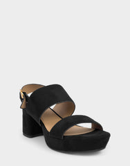 Comfortable Women's Sandal in Black Faux Suede
