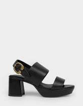 Comfortable Women's Platform Sandal in Black Faux Leather