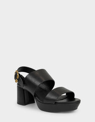 Comfortable Women's Platform Sandal in Black Faux Leather