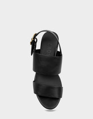 Comfortable Women's Platform Sandal in Black Faux Leather