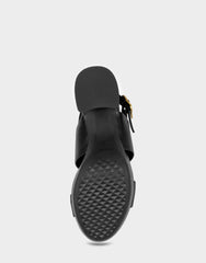 Comfortable Women's Platform Sandal in Black Faux Leather