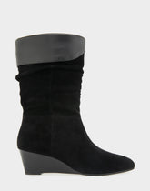 Comfortable Women's Mid Calf Boot In Black Suede