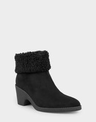 Comfortable Women's Wedge Bootie In Black Faux Suede