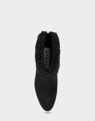 Comfortable Women's Wedge Bootie In Black Faux Suede