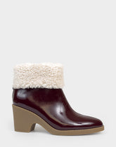 Comfortable Women's Wedge Bootie In Burgundy Patent Faux Leather