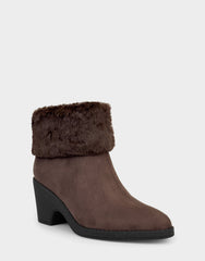 Comfortable Women's Wedge Bootie In Brown Faux Suede