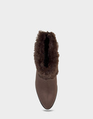 Comfortable Women's Wedge Bootie In Brown Faux Suede