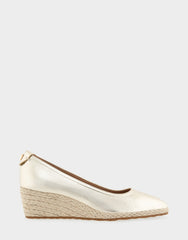 Comfortable Women's Wedge Heels in Soft Gold Leather