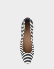 Comfortable Women's Wedge Heels in Eggnog/navy Stripe Textured Fabric Knit Fabric