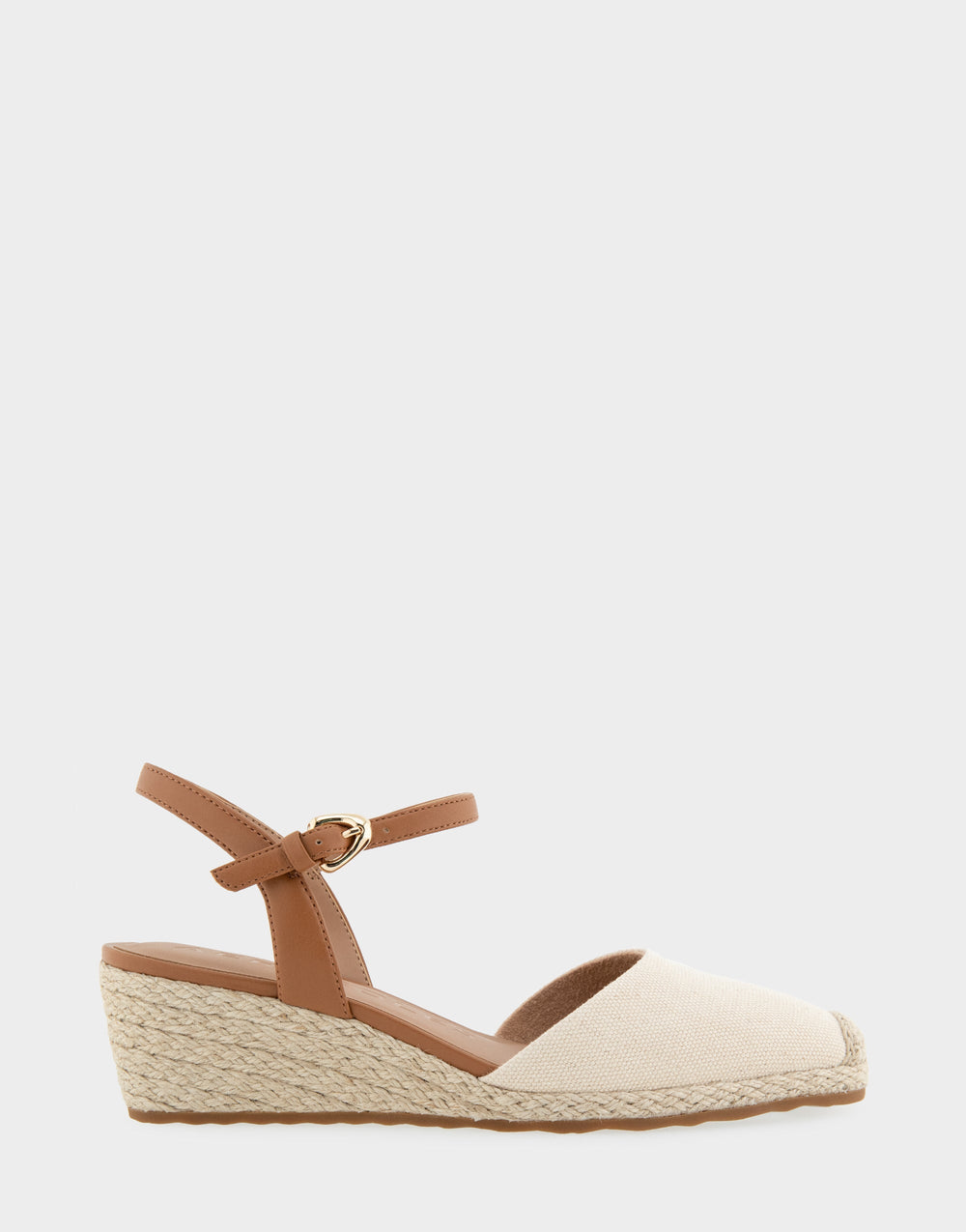 Comfortable Women's Wedge Heels in Natural Canvas Fabric