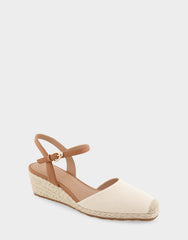 Comfortable Women's Wedge Heels in Natural Canvas Fabric