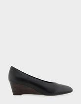 Comfortable Women's Wedge Heels in Black Leather