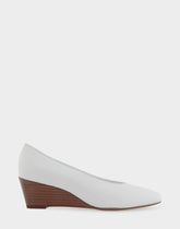 Comfortable Women's Wedge Heels in White Leather