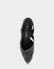 Comfortable Women's Wedge Heels in Black Burnished Leather