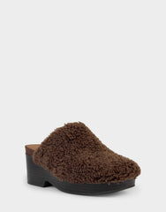 Comfortable Women's Clog In Brown Faux Shearling