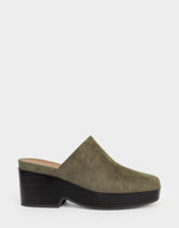 Comfortable Women's Clog In Green Faux Suede