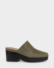 Comfortable Women's Clog In Green Faux Suede